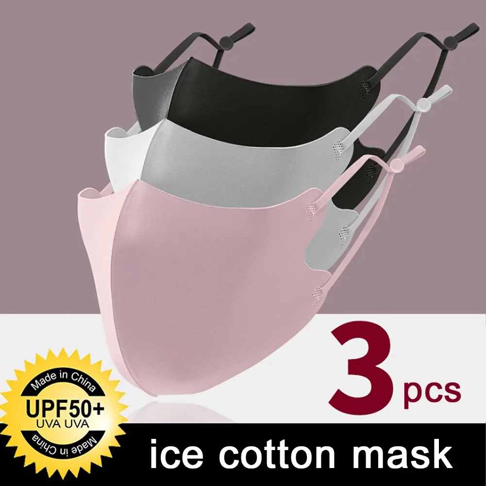 3 PCS Ice Silk Masks Washable Anti Dust Filter Mouth Face Mask for Adults #311456