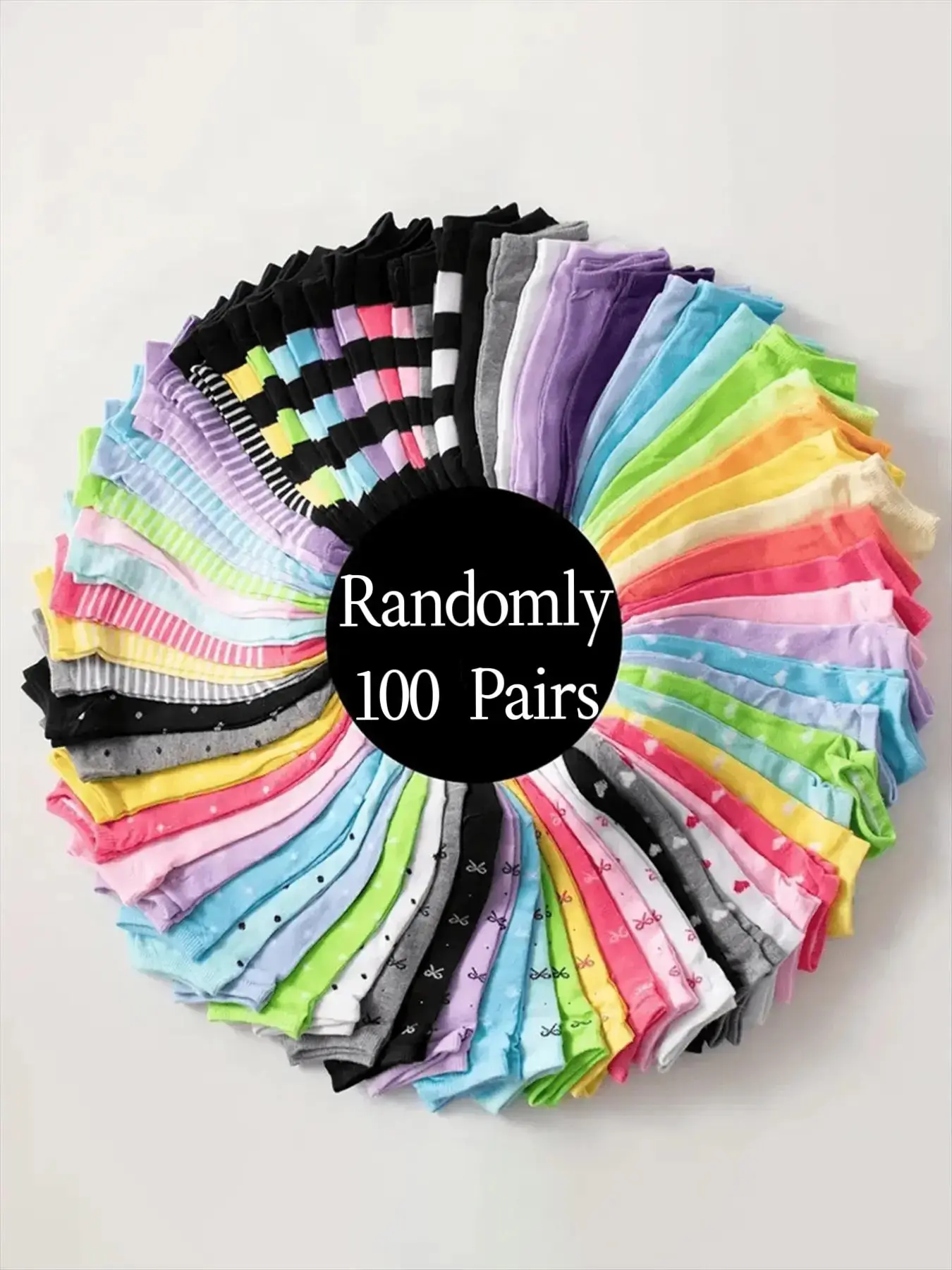 Random Women's Polka Dot & Striped Print Ankle Socks, Casual Comfy Breathable Socks for Daily Wear, Women's Socks for All Seasons