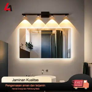 Lampu Dinding Kamar Mandi Modern 4 Lampu LED Tahan Air, Lampu Cermin Kamar Mandi Stylish Hitam Lampu Hias Wastafel / Kamar Mandi/ Lukisan  3 Warna