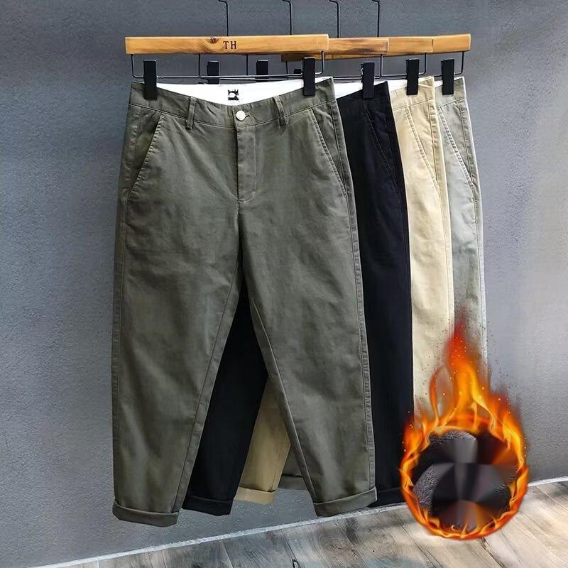 Product Introduction of Casual Pants Men's Fleece-lined Autumn and Winter New Loose Cropped Pants Skinny Spring and Autumn Casual Long Pants 13