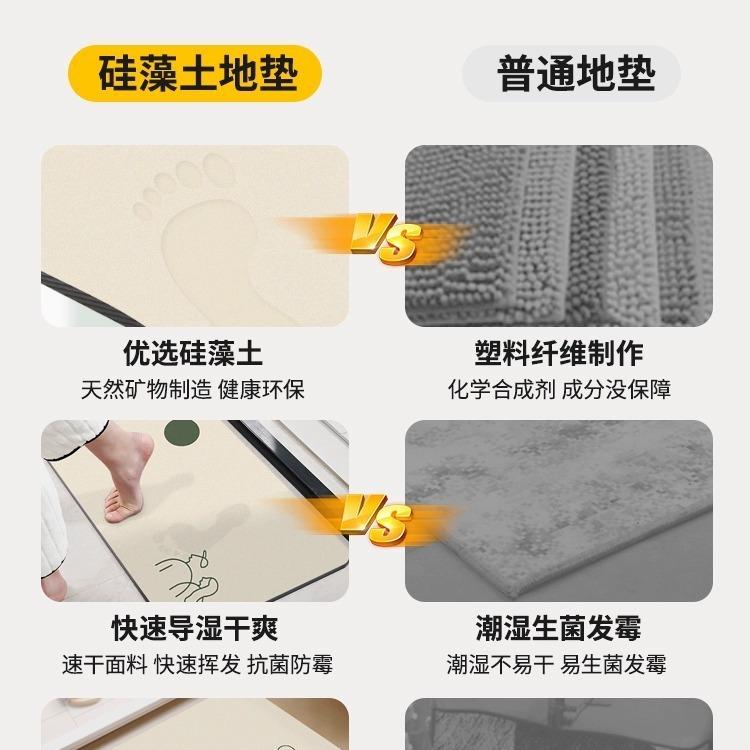 Thảm Trải Sàn Diatom Ooze Gia Dụng, Phong Cách Hiện Đại Và Chủ Nghĩa Tối Giản, Màu Sữa, Thiết Kế Đơn Giản, Cao Cấp, Thảm Phòng Tắm, Chống Trượt, Thảm Thấm Hút 3
