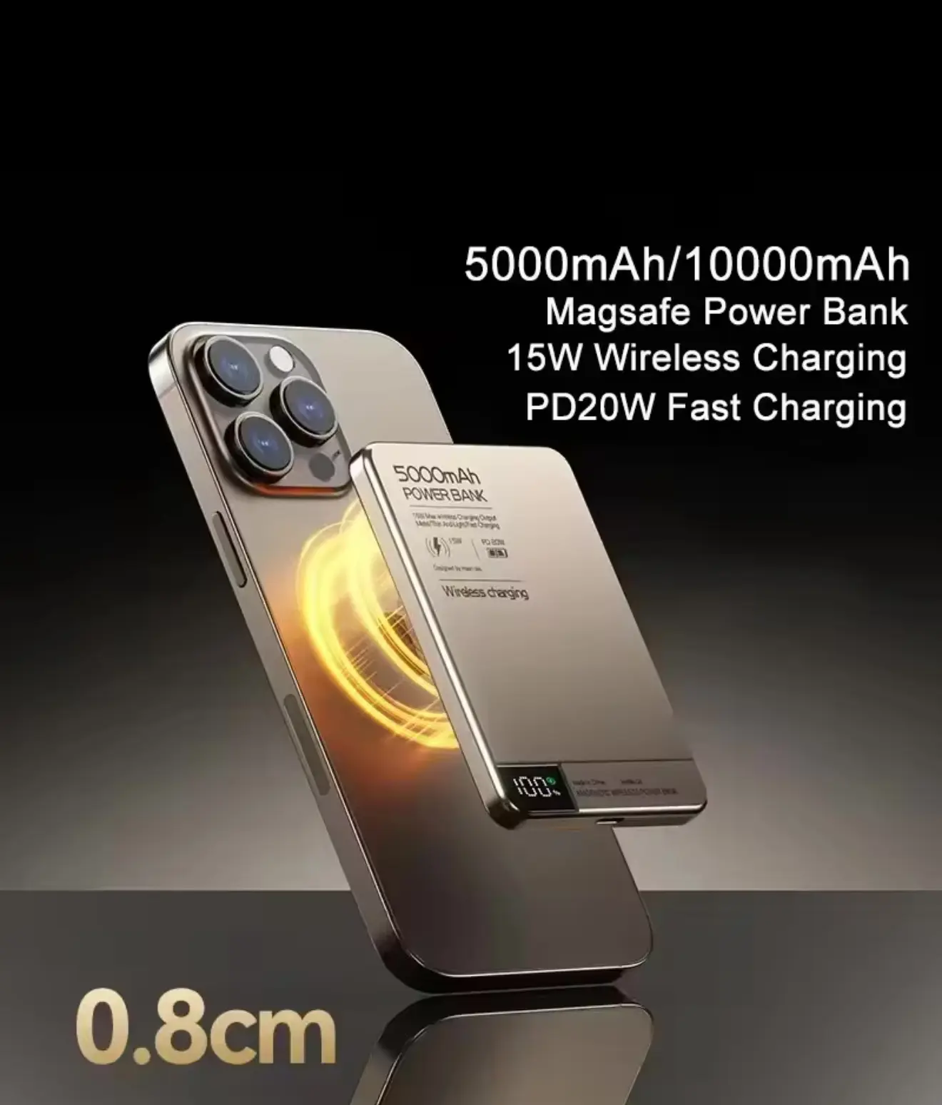 Sạc dự phòng không dây Titan Hợp kim FANMEI Q1/Q2 từ tính Siêu mỏng 10000/5000mAh PD 20W,Cho iP 16/15/14/13/12 Series