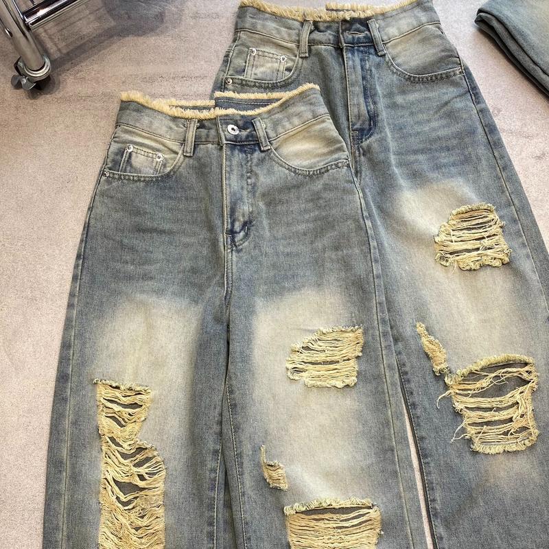 Quần Jean Nữ Lưng Tua Phối Rách Đùi Dáng Dài Lưng Cao BC1131