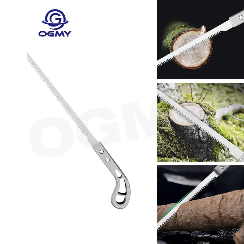 OGMY Straight Blade Hand Saw Plastic Handle Double-edge Tooth for Camping Gardening Trees Trimming with Ergonomic Non-Slip Handle Design