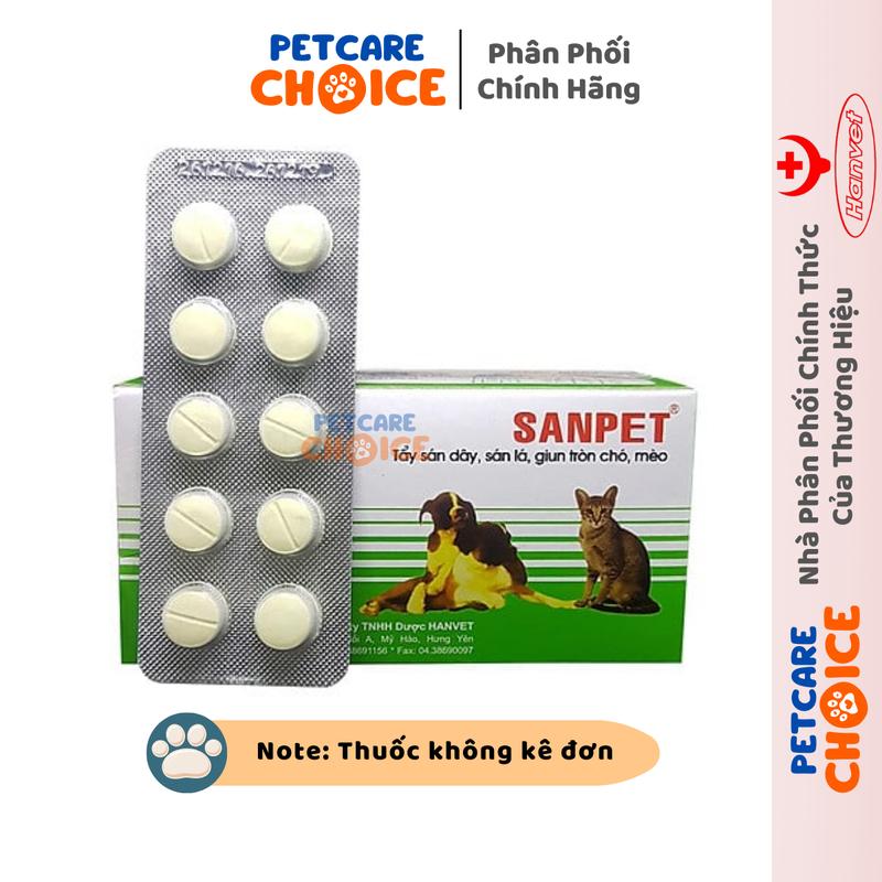  Hanvet Viên SANPET Tẩy Giun Cho Chó Mèo Tẩy Sán Dây Sán Lá Giun Tròn 
