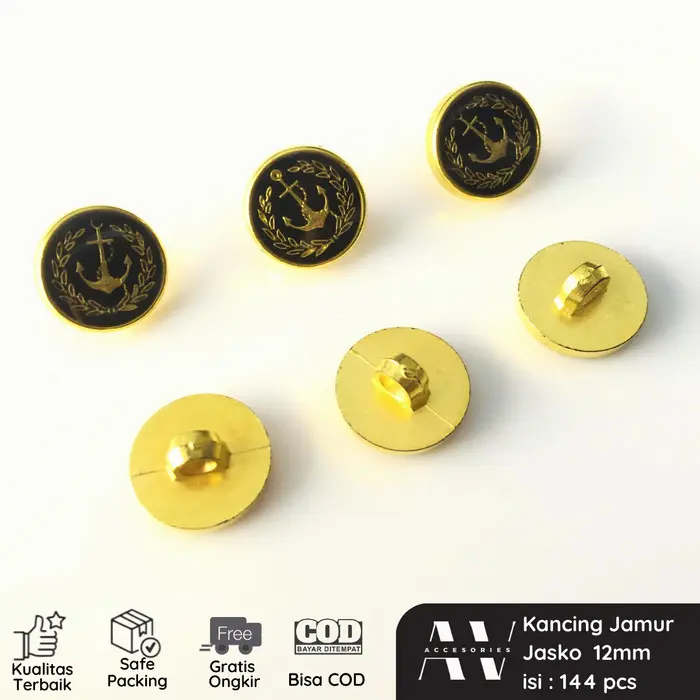 AVACC Kancing Jamur 24L Jasko Safari Jangkar 12mm Gold Button Murah