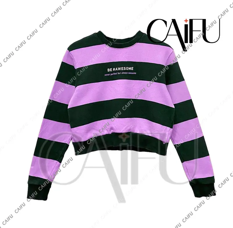 SWEATER CROP KIYOWO MULTICOLOUR BE AWESOME COMBINASI Sweater Crop Top Wanita Sweater Cewek Crop Street Style 2