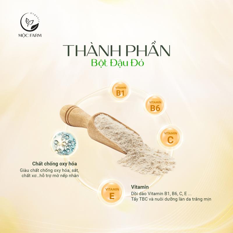 Bột Đậu Đỏ Mộc Farm, Sản Phẩm Skincare Cho Da Mặt Và Body, Hỗ Trợ Dưỡng Trắng Da, Mờ Thâm Sạm, Tẩy TBC 1