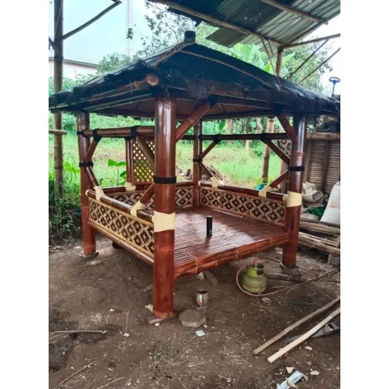 GAZEBO bambu 2x2m atap ijuk/SAUNG/RUMAH BAMBU