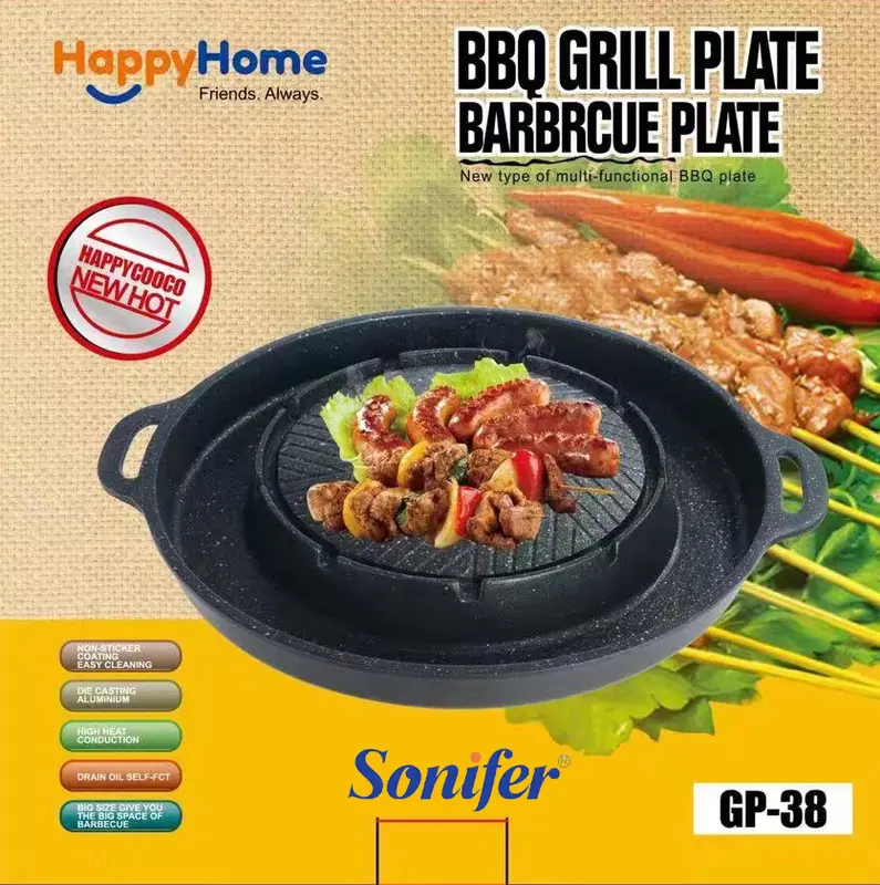 Happy Home Sukiyaki Bulgogi Pan 2 in 1 Panci Steamboat Marble Grill Pan Shabu Sonifer 0