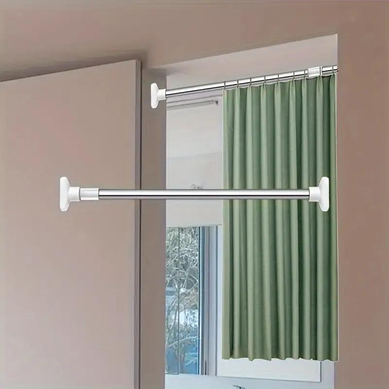 Telescopic Metal Closet Rod, 1 Count Durable Punch-free Curtains Rack, Multi-purpose Hanging Rack for Living Room, Laundry, Balcony, Bathroom Storage Organizer, Hangable 0