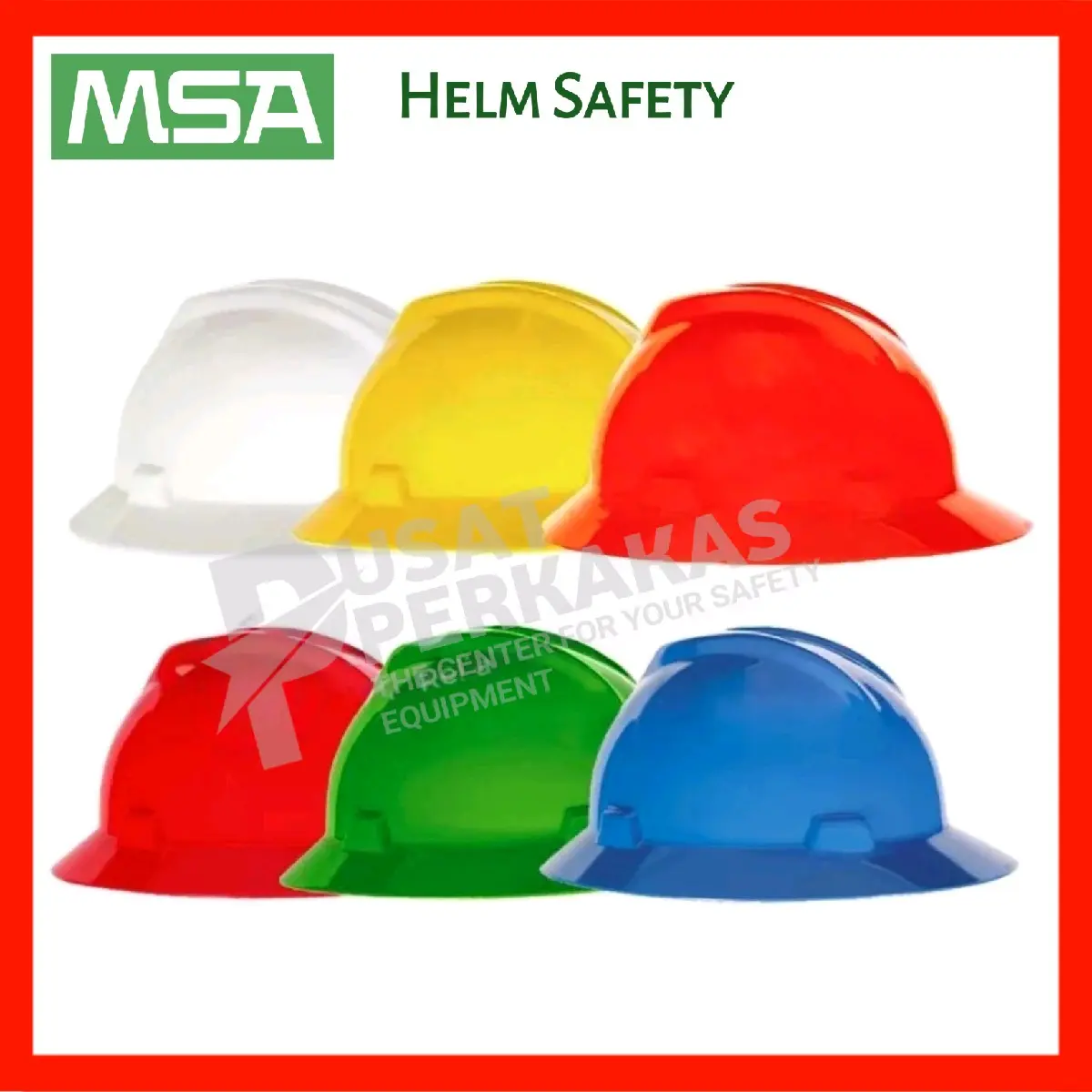 Helm Safety Kerja Proyek MSA V-Gard Lokal Fullbrim Murah Berkualitas Biru Hijau