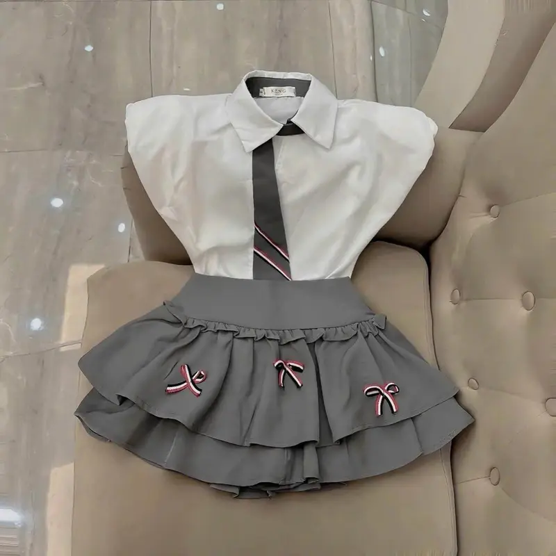 Set Sơ Mi Cánh Dơi Phối Cà Vạt Hai Tầng Đính Nơ Chất Liệu Kate Thái Cao Cấp, Thiết Kế Thời Thượng Thanh Lịch, Phù Hợp Nữ Dưới 53kg - Thời Trang Đi Làm, Đi Học, Gặp Gỡ Sang Trọng 8