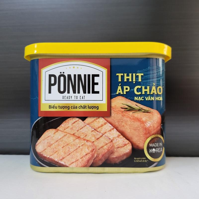 PONNIE - HỘP LỚN 340 - THỊT ÁP CHẢO NẠC VÂN HOA HÀN QUỐC Canned Meat