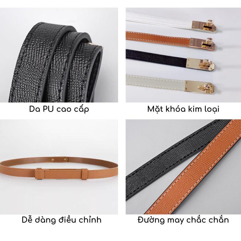 Thắt lưng đai váy nữ da bản nhỏ thời trang khóa kim loại phối váy phong cách công sở sang trọng TL10 4