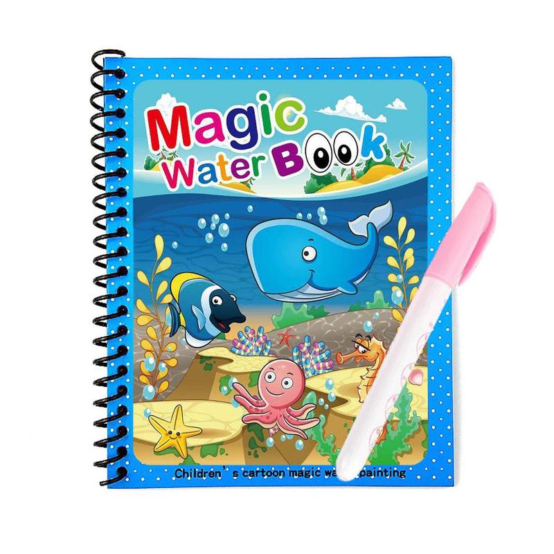 Product Introduction of Cartoon Magic Water Painting Book with Random Color Pen, 1 Count Reusable Coloring Book, Painting Art Supplies for Students 5