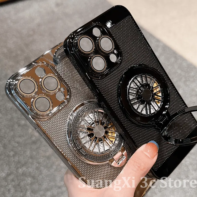 Ốp Cứng PC, Giá Đỡ Nam Châm Xoay Xoắn Ốc Thủ Công, Có Lỗ Thông Hơi Làm Mát, Tương Thích Với iPhone 11, 12, 13, 14, 15, 16, Pro Max, 14 / 15 / 16PLUS, Bảo Vệ Camera, Bao Gồm Tất Cả, Ốp Lưng Chống Sốc 0