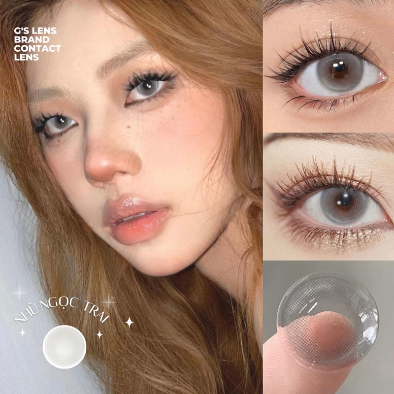 Lens Mắt Kính Áp Tròng Xám Tây Sáng Nhũ Ngọ c Trai OCEAN GRAY Giãn Ít S 14.2mm Có 0 Đến 8 Độ Cận (LENS NỘI ĐỊA TRUNG