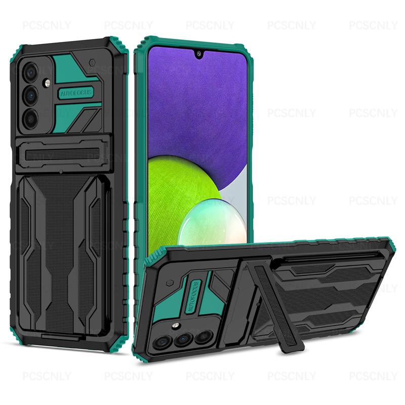 Product Introduction of Card Holder Phone Case For Samsung A35 A55 5G Casing Shockproof Armor Stand Hard Back Cover Multifunctional Galaxy 10