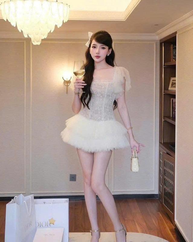 Váy ren bánh bèo cánh tiên phối chân váy tầng xòe KHANHTHU