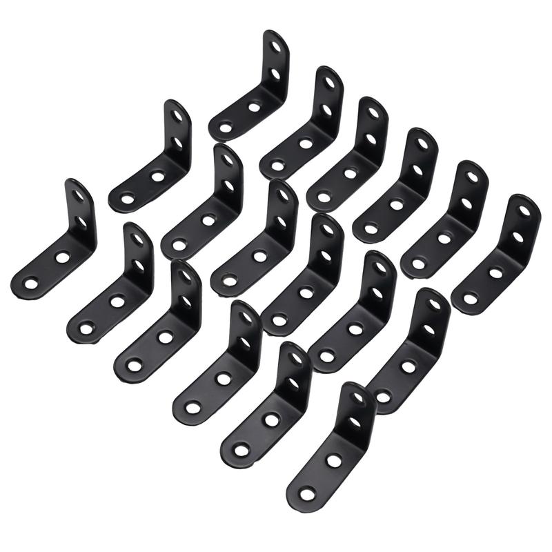 【In Stock】 18pcs Corner  Sets Black Stainless Steel 90 Degree Right Angle Brackets 2