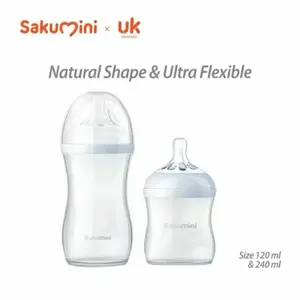 Sakumini Natural Feeding Bottle Botol Susu Bayi Newborn Anak 120ml 240ml Wideneck Wide Neck Dot Leher Lebar Puting Ibu Menyusui Anti Tersedak botol  wide botolsusu