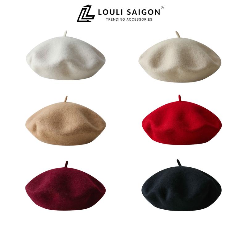 Mũ nồi nữ vải len cao cấp LOULI SAIGON nón beret nữ trơn nhiều màu thời trang cổ điển BR05