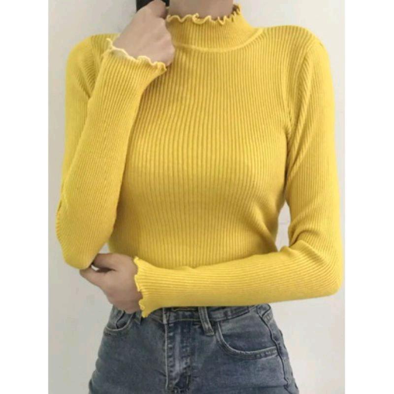 Sweater Turtleneck Rajut / Atasan Kriwil Rajut / Kerah Tinggi 4