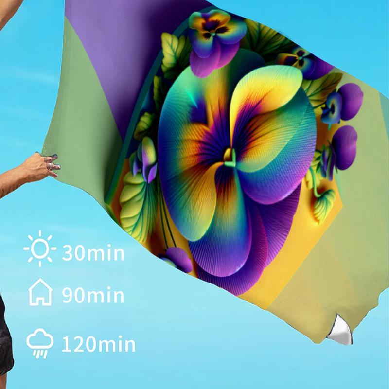 Floral Pattern Beach Towel, Soft Quick Drying Towel, Lightweight Absorbent Towel for Beach, Travel, Camping, Beach Party, Picnic 3