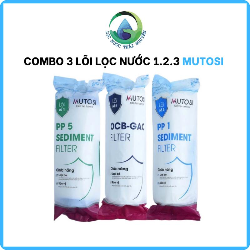 Bộ 3 Lõi Lọc Nước Số 123 Mutosi, Pp 5 Sediment, OCB - GAC, Pp 1 Sediment Filter