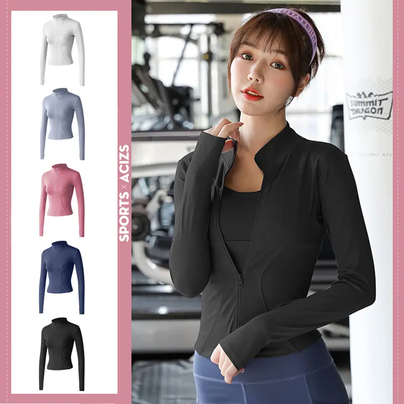 ACIZS SPORTS เสื้อกีฬา เสื้อรัดรูปแขนยาวออกกำลังกาย แจ็คเก็ตแขนยาวมีซิปรูด เสื้อสปอร์ตแขนยาว เสื้อโค้ท [กทม.พร้อมส่ง]