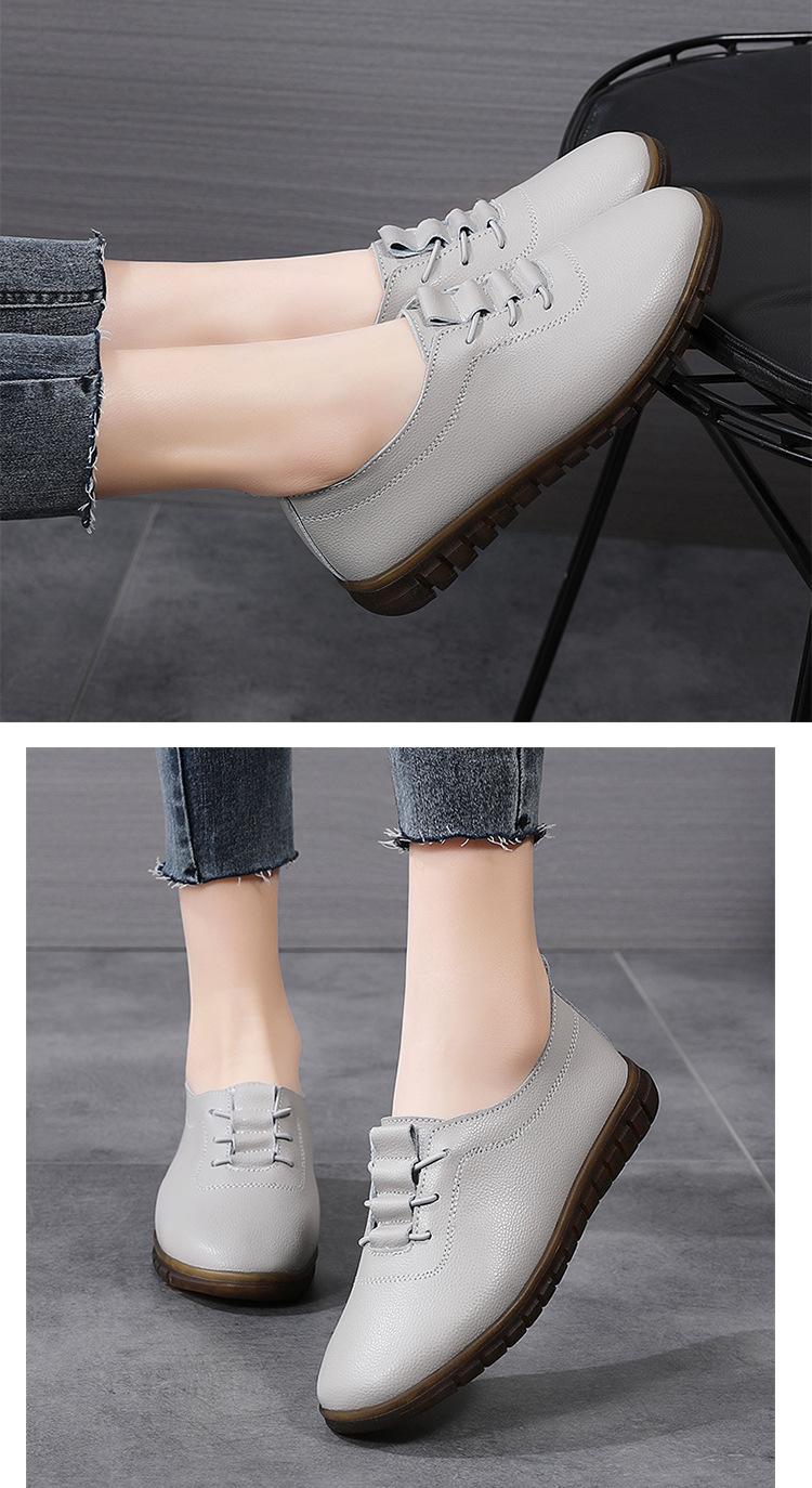 Product Introduction of Spring New Large Size Women's Genuine Leather Shoes Casual Flat Shoes Women's Middle-Aged and Elderly Soft Bottom Mom Shoes Small Leather Shoes Wholesale 18