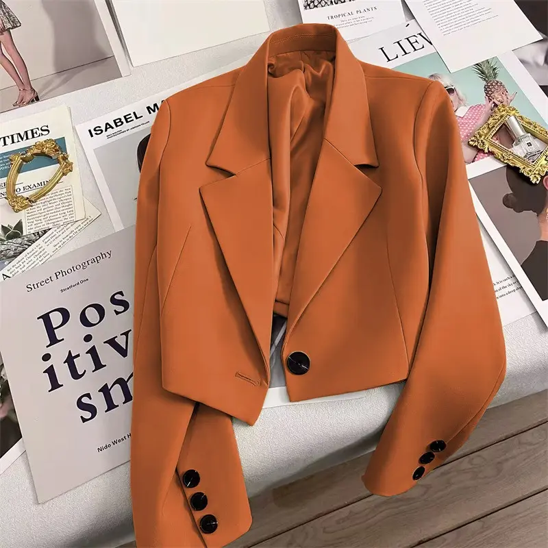 Áo Blazer Đen, Cỡ Nhỏ Dáng Ngắn, Dành Cho Nữ, Bộ Sưu Tập Mùa Xuân Và Mùa Thu 2024, Phong Cách Anh Quốc Sang Trọng, Thanh Lịch, Hợp Xu hướng, Bộ Đồ Cao Cấp Jacket Top
