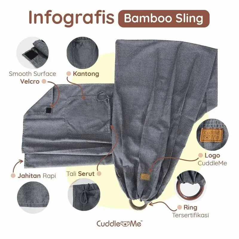 Gendongan Bayi Ringsling CuddleMe Bamboo Sling for Newborn Toodler Bunda Gendong 3