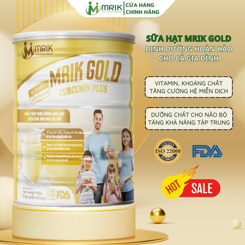 Sữa hạt dinh dưỡng MRIK Gold Curcumin Plus chứa 28 loại hạt quý bổ sung chất dinh dưỡng, chất xơ, không Đường Chua