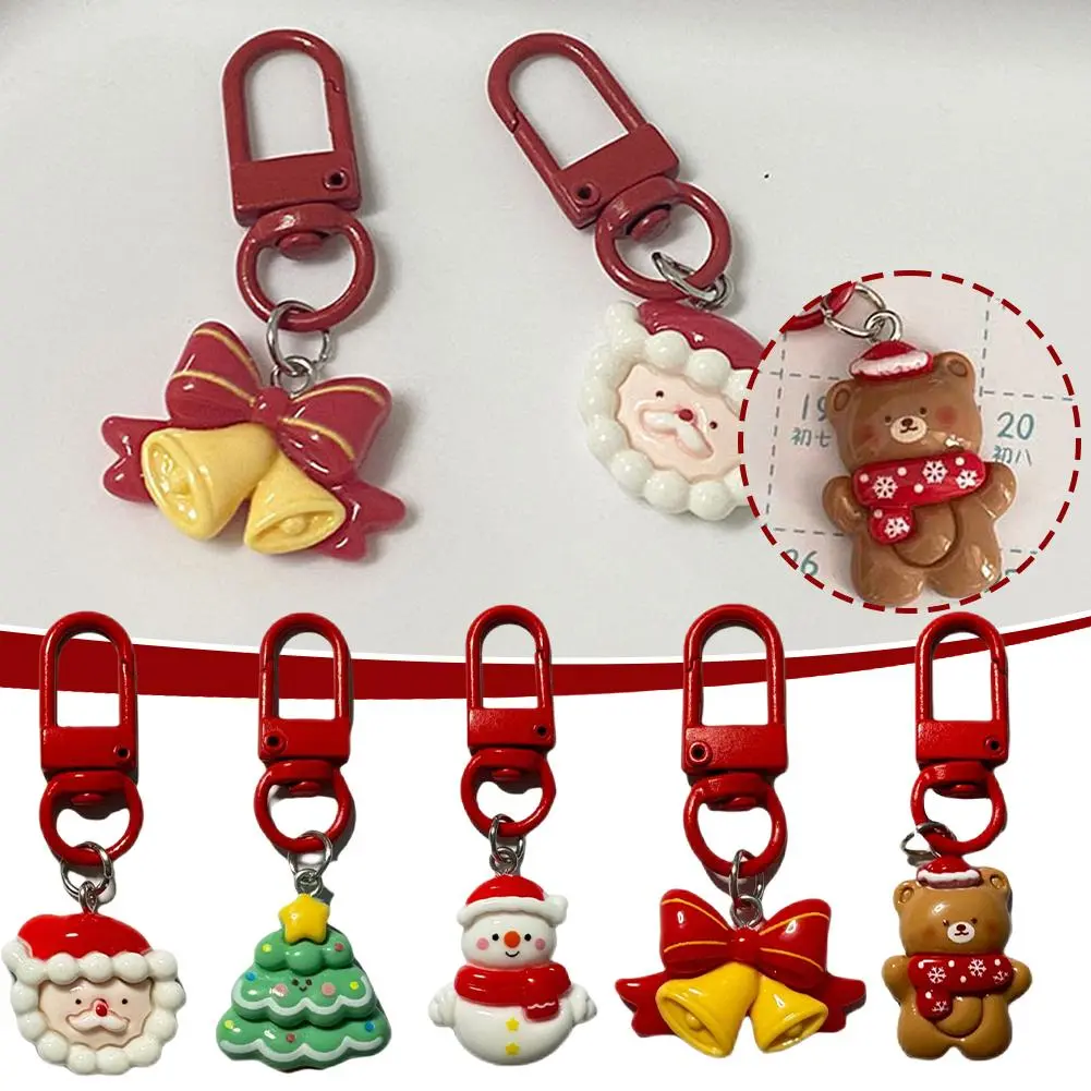 Christmas Keychain Cute Cartoon Santa Claus Christmas Tree Elk School Bag Pendant Couple Gift Accessories