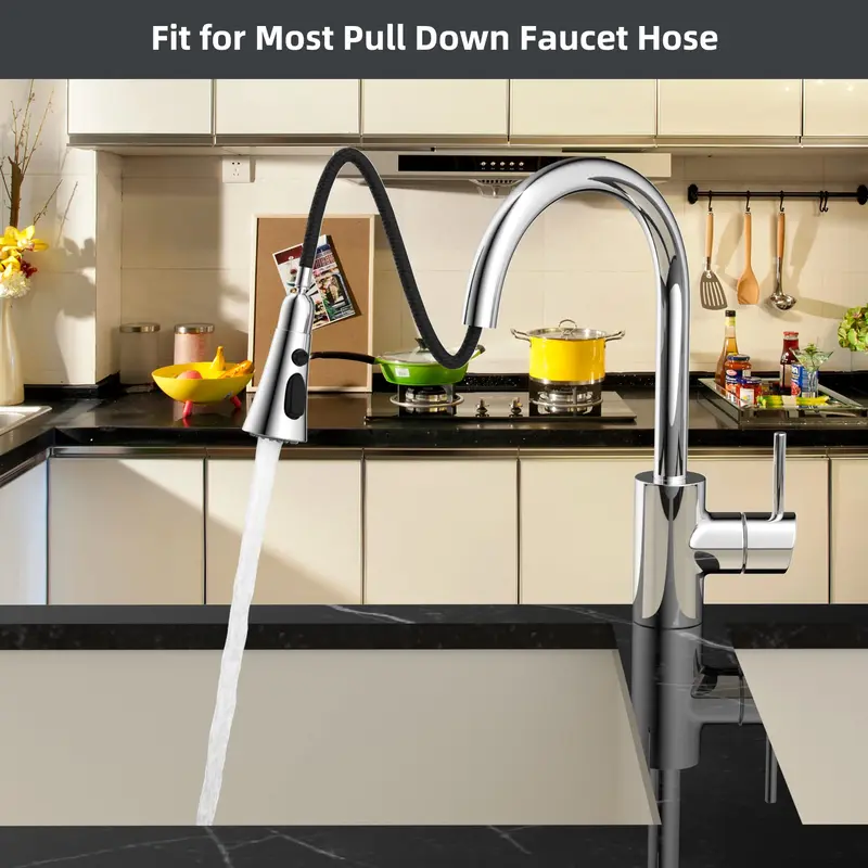 Pull Down Kitchen Faucet Head Replacement, 1 Count 3-Function Kitchen Faucet Head Sink Spray Nozzle with 9 Adapters, Kitchen Fixtures Compatible with Moen, American Standard, Delta, Kohler Faucets 7