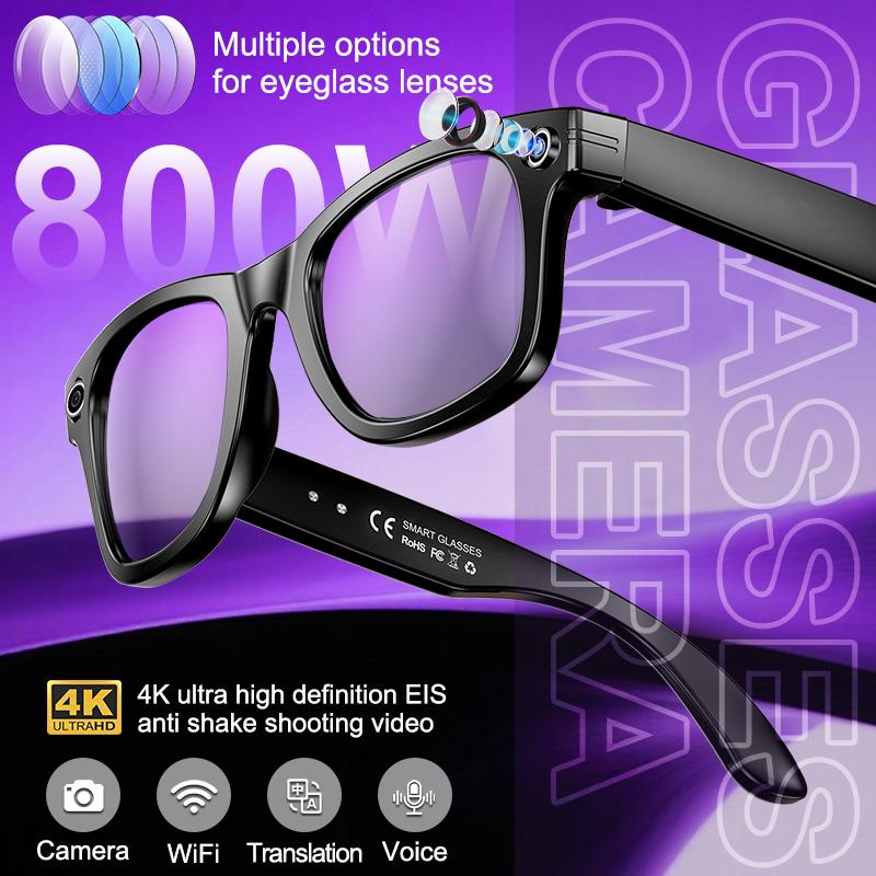 2025New Man 800W AI Smart Glasses Camera AI Translation Voice Bluetooth Call WiFi 4K HD Waterproof Anti Blue Light Women Glasses - Image 2