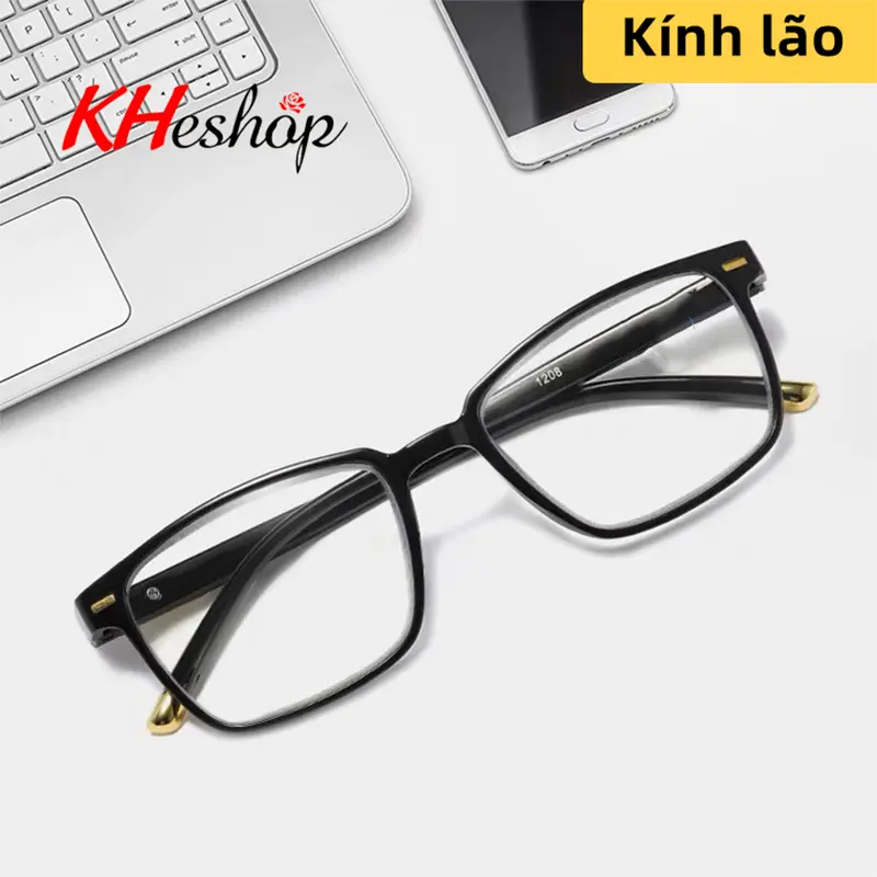 [Mã HY1208] Kính lão gọng Hàn Quốc cổ điển có độ phân giải cao tròng vuông Mắt Kính Tròng Kính 3