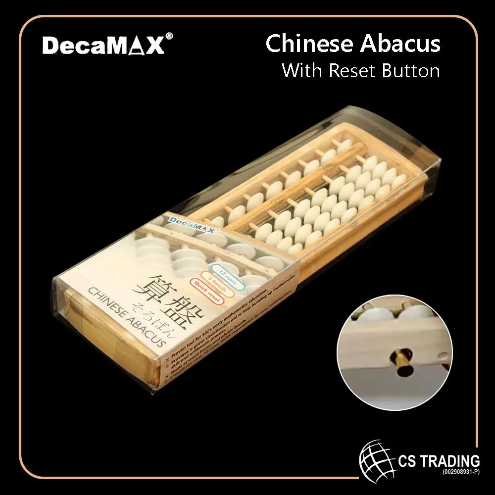 Decamax Chinese Abacus Sempoa with Reset Button / Butang Reset / Abakus /  / Abacus Kids / Sempoa For Kids / Student Office Stationery Office Stationery