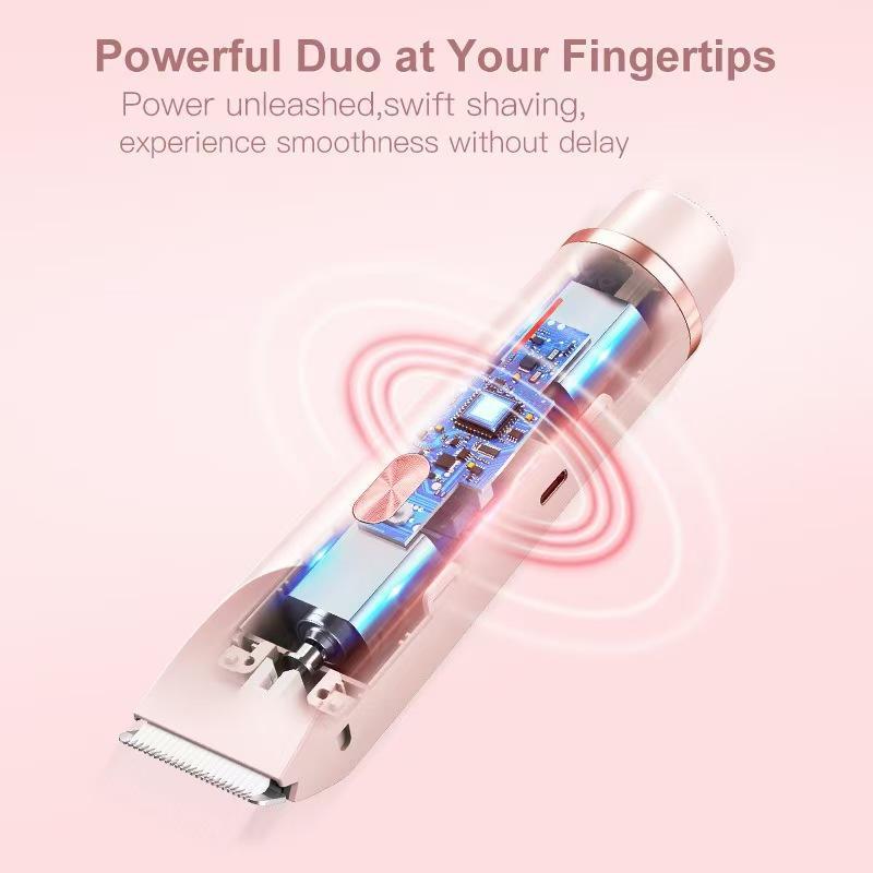 Product Introduction of Electric Hair Trimmer Kit, 1 Count Rechargeable 2 in 1 Body & Face Hair Trimmer & Accessories, Waterproof Hair Removal Tool for Women 6