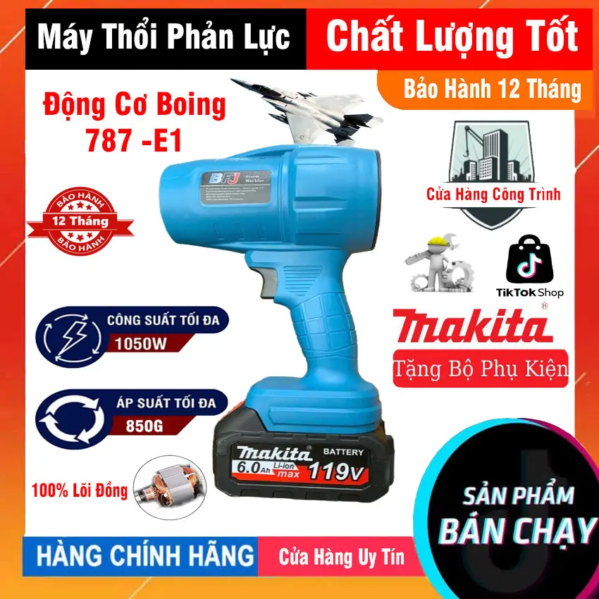 Thân Máy Thổi Phản Lực BFJ Công Suất 1050W Sản Phẩm 100% Lõi Đồng Lực Thổi 850g Chân Pin Phổ Thông 4Cm, Quạt Thổi Bụi Bấn Lá Cây