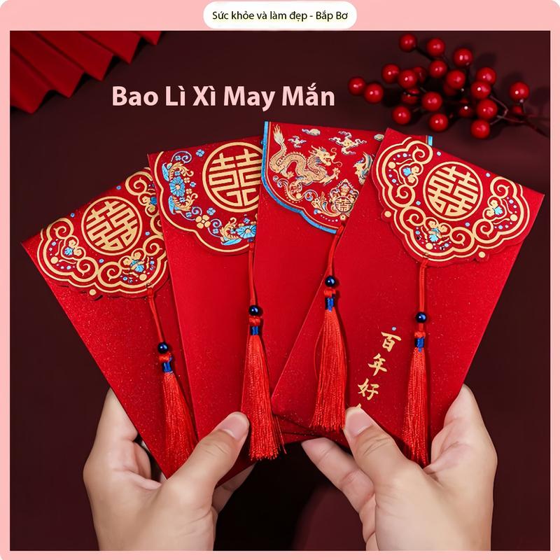 Bao Lì Xì Đỏ, Lì Xì Đám Cưới, Bưng Quả, Bê Cháp Phong Cách Sang Trọng, Phù Hợp Cho Ngày Cưới Hỏi, Ngày Tết Quà Tặng