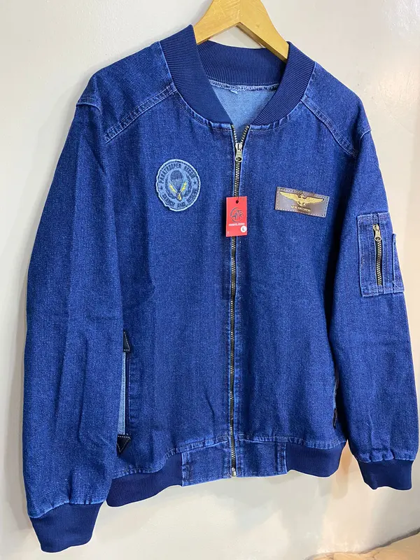 JACKET BOMBER JEANS CAP KULIT PRIA DAN WANITA panjang motif jaket  casual  tebal cowok  distro 3
