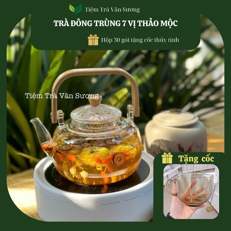 [Ưu đãi] Combo 2 hộp trà đông trùng 7 vị thảo mộc tặng 1 cốc thủy tinh, dưỡng nhan, bồi bổ khí huyết, an thần ngủ ngon, nước trà tea chè, Tết