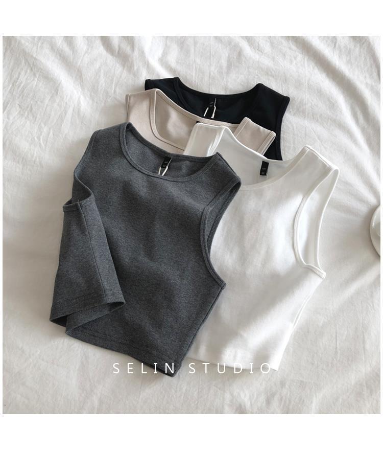 Product Introduction of Áo Vest Ngắn Co Giãn Dành Cho Nữ, Dáng Ôm, Cạp Cao, Bó Sát, Màu Trơn Cổ Tròn, Có Thể Mặc Bên Trong, Áo Ngắn, Phong Cách Mới Mùa Hè 2025, Thích Hợp Cho Học Sinh 10