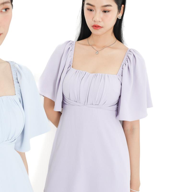 *TPZ* MINI KAS SWEETHEART FLUTTER SLEEVES DRESS ROMPER IN SOFT LAVENDER 1