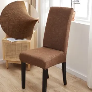 Elastic Chair Cover Plain / Penutup Sarung Kursi Bangku Elastis - Brown Grid