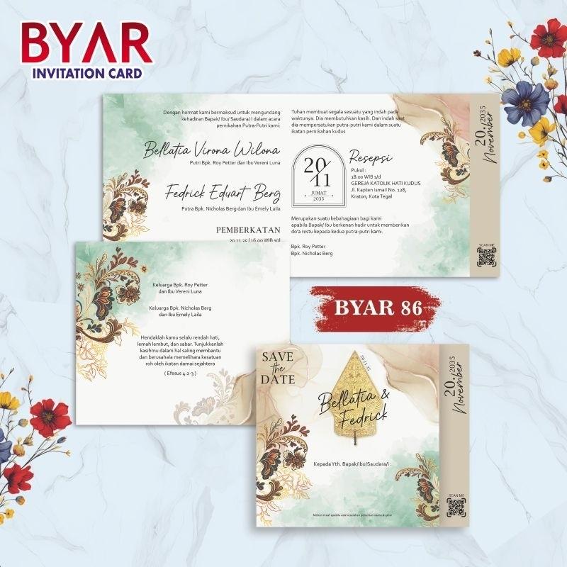 Undangan Pernikahan Kekinian  BYAR 86 Elegan Modern Paket Lengkap 100 PCS Gratis Label & Plastik - JanjiKita | Default