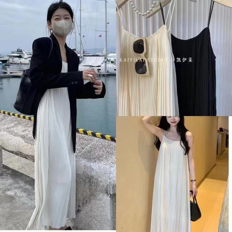 Product Introduction of Váy Hai Dây Xếp Ly Dành Cho Nữ, Mỏng Và Thanh Lịch, Màu Trơn Váy Dài Dễ Phối Đồ Dành Cho Quý Cô 3